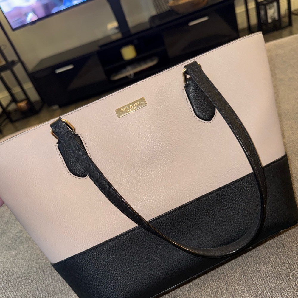 Kate Spade Black and Tan Structured Tote Bag